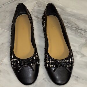 J Crew Black Tweed Ballet Flats